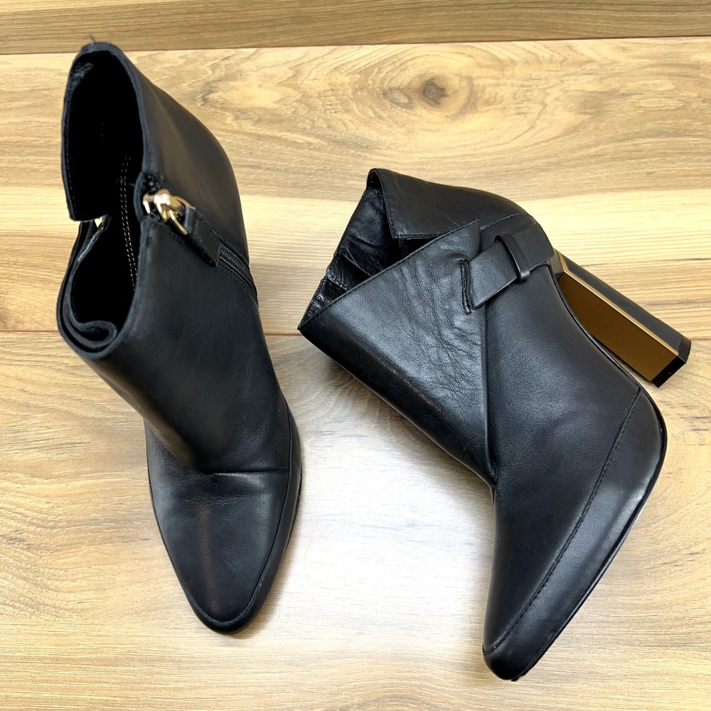 Derek Lam Booties‎ 6.5 Black Soft Leather Zip Heeled Ankle Boots